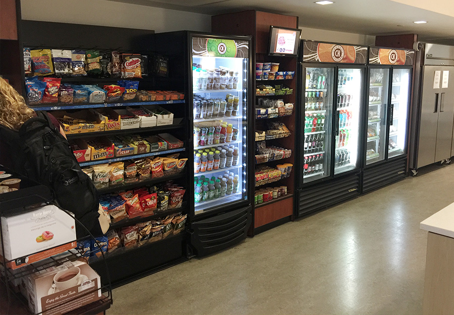 Variety of beverage, food, and snack options